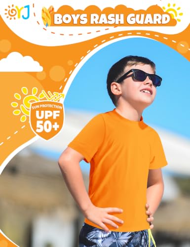 Toddler Boys Rash Guard Short Sleeve Swim Shirt UPF 50 Sun Protection Water Wear - 5-6 Years, Orange