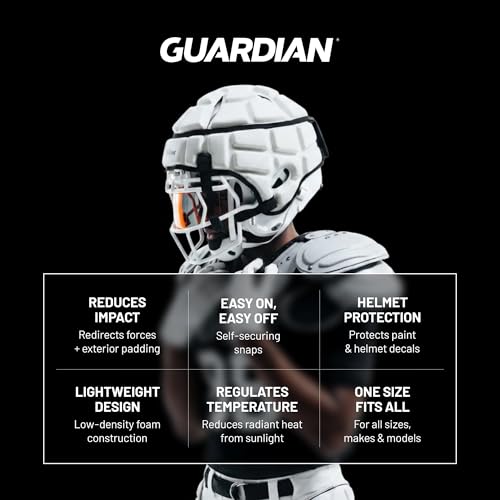 Guardian Impact-Reducing Soft-Shell Helmet Cover for Football & Lacrosse - Black, One Size