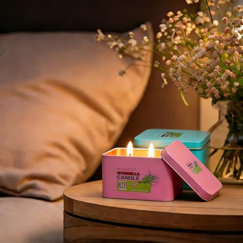 Outdoor Indoor Citronella Candles Set - 2 Pack Soy Wax Emergency Candles