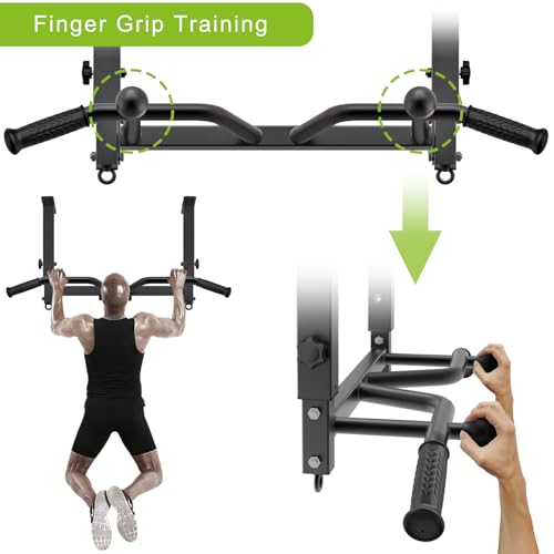 F2 Black 24-Inch Ceiling Mount Pull Up Bar with Adjustable Heights & Multi-Grip Options