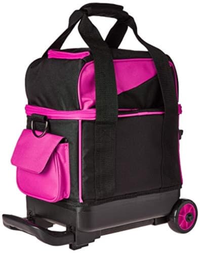 BSI Dash Triple Roller Bowling Bag - Black/Pink/Gray, Padded Ball & Shoe Compartments, Locking Handle