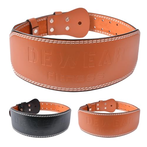 Adjustable Leather Weight Lifting Belt for Deadlift 4 Inch Brown 37-40"
