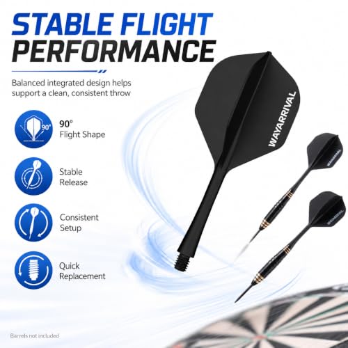 6 Pack Integrated Dart Flights and Stems - Unbreakable All-in-One, Universal 2BA Fit