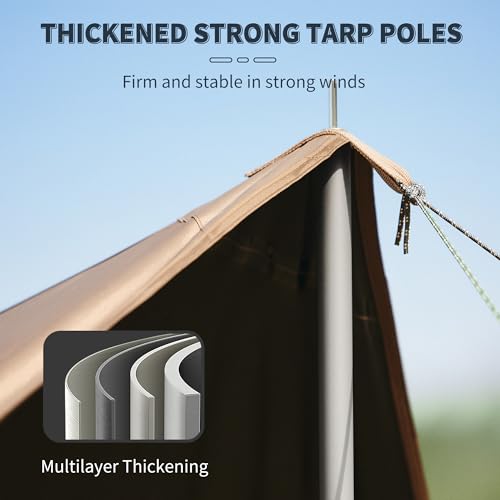 Naturehike 13x9.6ft Waterproof Camping Tarp with Poles - Rain Shelter & Sun Canopy