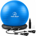 Blue Yoga Ball Chair for Office with Resistance Bands - 65cm