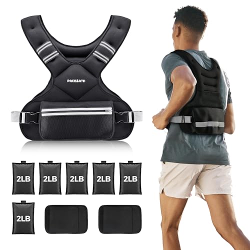 PACEARTH 20-32lb Adjustable Weighted Vest for Men & Women, Black