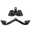 LAT Pulldown Bar Set for Cable Machine - 2 Pieces Ergonomic V & T-Bar Handles - Heavy Duty Steel, Rubber Coated for Back & Tricep Training - BL26