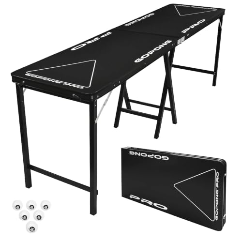 8 Foot Heavy-Duty Beer Pong Table - Portable Aluminum Frame, Black