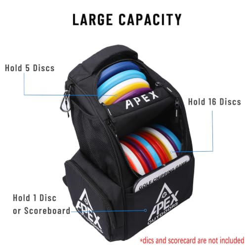 Large Disc Golf Backpack Bag with 21+ Disc Capacity & Multiple Pockets - Black