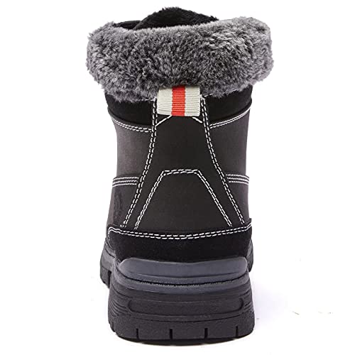 ANJOUFEMME Women's Waterproof Hiking Snow Boots - Black, Size 10, Warm Fur Ankle Shoes