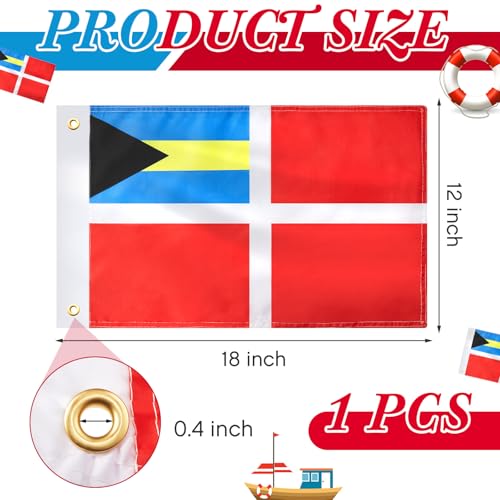 2 Pcs Bahamas Courtesy Boat Flags - 12 x 18 Inches, Marine Navigation