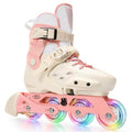 Pink Adjustable Inline Skates for Kids & Adults with Light-Up Wheels & Brake - XLarge Youth & Adult