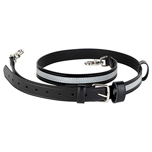 Firefighter Radio Holder with Anti-Sway Strap - Genuine Leather, Reflective Safety Gear