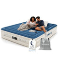 Blue Queen Air Mattress with Built-in Pump - 13 Inch Height, Leakproof, Portable for Home & Camping