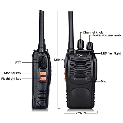 Long Range Walkie Talkies 8 Pack with Earpieces - 5.5 Mile Range, Handheld Two Way Radios