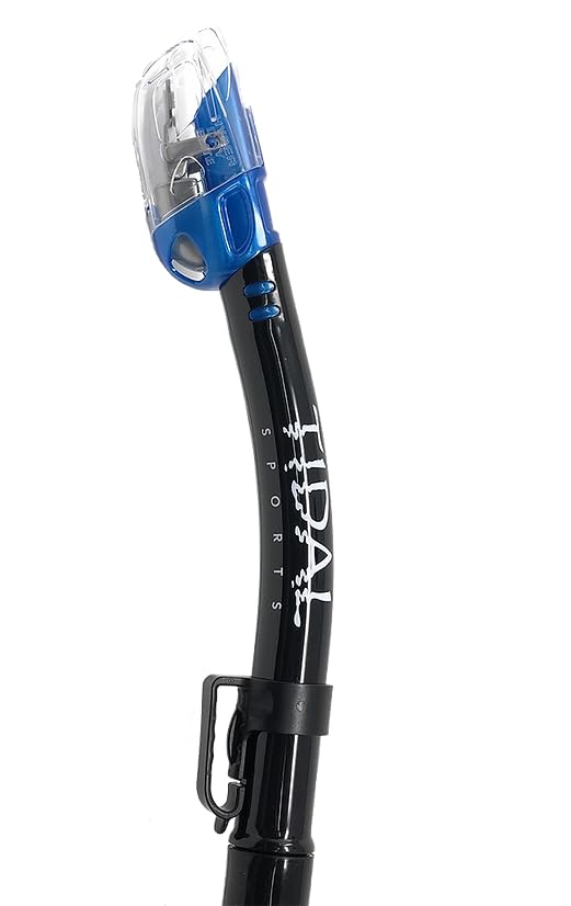 Pro Shot Tidal Dry Snorkel (Blue) – Dry Top, Easy-Breathing, Purge Valve for Snorkeling, Scuba Diving & Swimming
