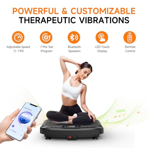 Black Vibration Plate for Lymphatic Drainage & Weight Loss, 450LB Capacity