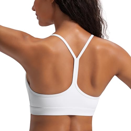 Women's Medium White Comfy Racerback Sports Bra with Removable Pads - Workout & Daily Use