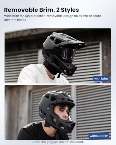 ILM Adult Full Face Mountain Bike Helmet Matte Black Large Lightweight Safety