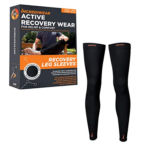 Incrediwear Leg Sleeve 2 Pack - Black Large Full-Length for Pain Relief