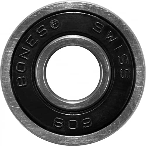 Bones Swiss Skateboard Bearings 8 Pack - High Speed, Removable Rubber Shields, Pre-Lubricated