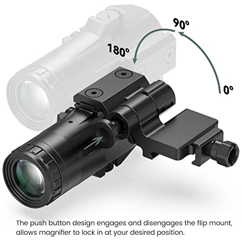 VOTATU M3X Red Dot Magnifier 3X with Flip Mount & Adjustable Focus