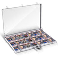 Silver 24x20 Inch Portable Aluminum Sports Card Display Case with Locks