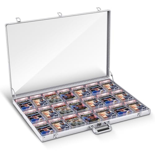 Silver 24x20 Inch Portable Aluminum Sports Card Display Case with Locks