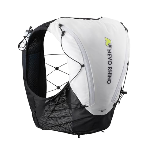 N NEVO RHINO White Large 12L Trail Running Hydration Vest with 2 Soft Flasks