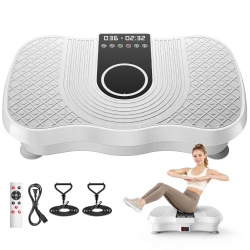 White Vibration Plate Exercise Machine 450lbs Capacity Full Body Shaker