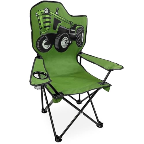 Kids Tractor Camping Chair - Big Green, Folding Outdoor Seat, 150 lb Capacity