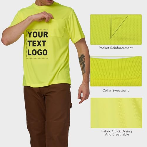 High Visibility Safety T-Shirt XS-6XL with Custom Logo Long Sleeve 5XL Yellow