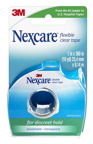 Nexcare Flexible Clear Medical Tape - 1 Inch x 10 Yards, Pack of 2