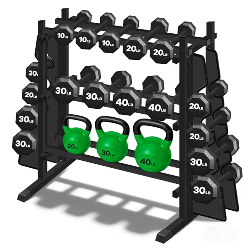 Heavy Duty Dumbbell Rack with Double Side Extensions - Black, Large