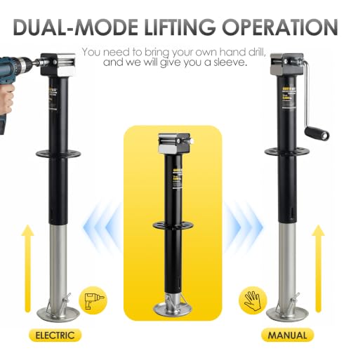 GARTOWEE 5000lbs A-Frame Trailer Jack with Cordless Drill Compatibility, 15-Inch Lift & Adjustable Drop Leg for Trailers, RVs & Boats
