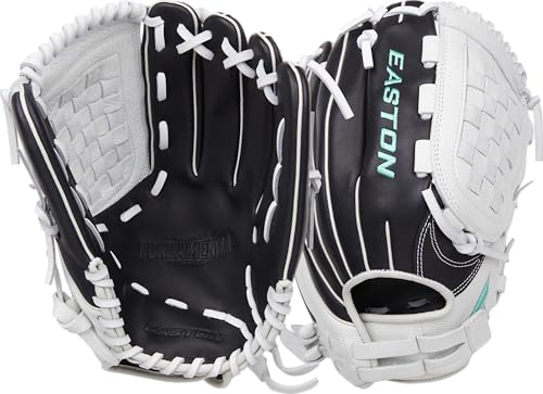 Fastpitch Softball Glove 12.5 Inch Outfield Right Hand Throw Black White Mint Basket Web