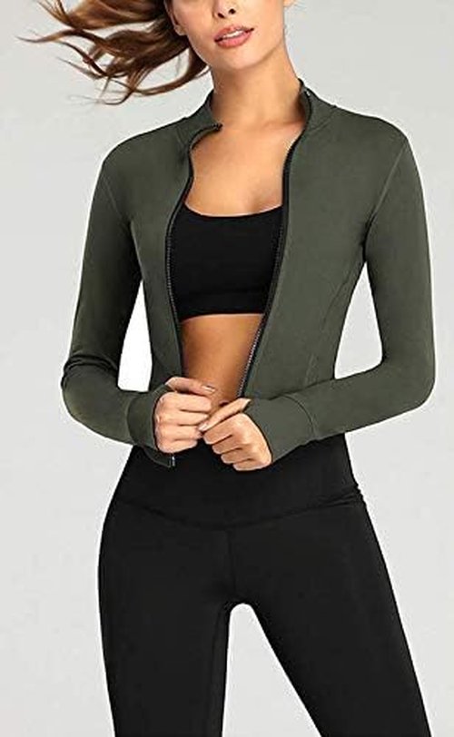 Lviefent Women's Lightweight Running Track Jacket - Slim Fit Workout & Yoga Wear with Thumb Holes