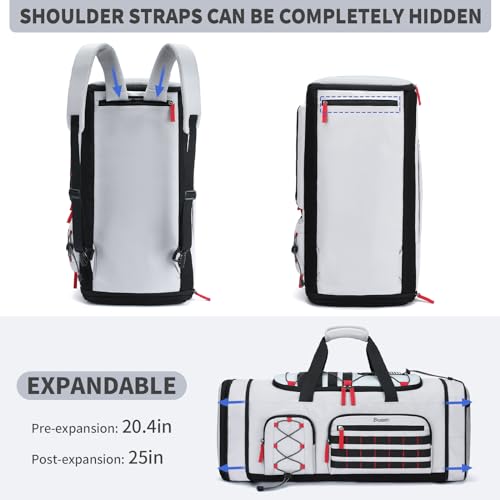 Expandable Gym Duffle Bag for Men & Women 45L-50L Grey Sports Bag