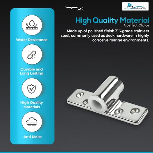 Top Mount 316 Stainless Steel Rowlock Oarlock Socket Set for Boats - 2 Pcs