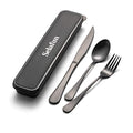 Portable Stainless Steel Travel Utensil Set with Case - 4 Pieces, Matte Black