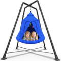 Blue Kid Tent Swing Set with Hammock Chair and X-Shaped Stand - Supports 330 lbs