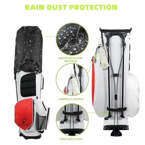 Solaraft 15-Way Golf Stand Bag with Full-Length Dividers, Waterproof, White for Men