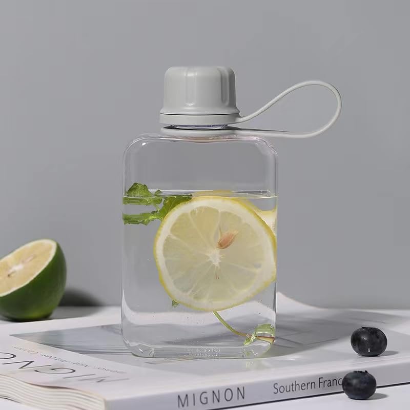8.2 oz Flat Water Bottle Travel Flask - BPA Free, Leakproof, Grey