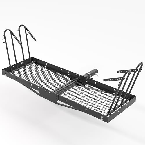 MAXXHAUL 50641 60in x 20in 500lb Capacity Hitch Mount Cargo Carrier & Bike Rack, Fits 2.25-3.25in Tires