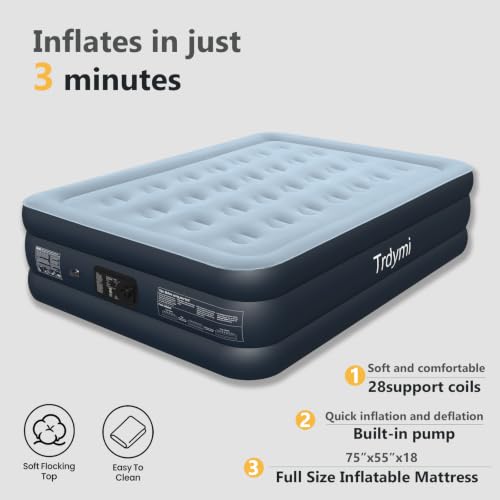 Full Size Air Bed with Built-in Pump - 600 lbs Capacity, Portable, Comfortable