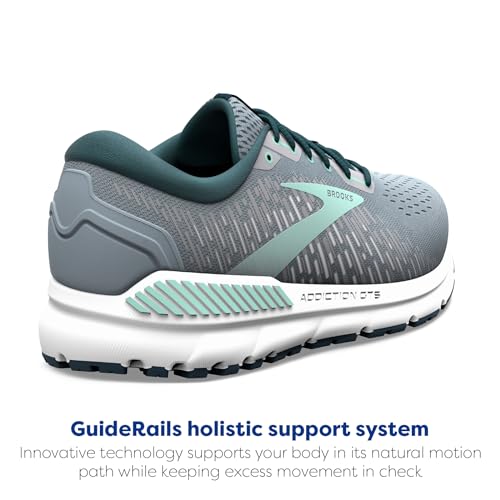 Brooks Women's Addiction GTS 15 Running Shoe 9.5 Wide Grey Navy Aqua