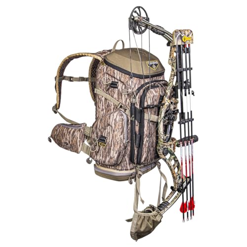 TENZING Hangtime Day Pack for Tree Stand Hunting - Mossy Oak Bottomland, 7 Compartments, 15 Pockets, 1600 cu in