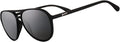 Goodr Operation: Blackout Polarized Aviator Sunglasses - Large Size, Black Frame, UV400 Protection