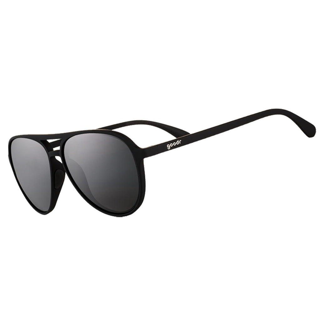 goodr Operation: Blackout Polarized Aviator Sunglasses , Large Sized (Mach G), Black Solid Frame with Black Non-Reflective Glare Reducing Lenses, UV400 Protection, No Slip, No Bounce