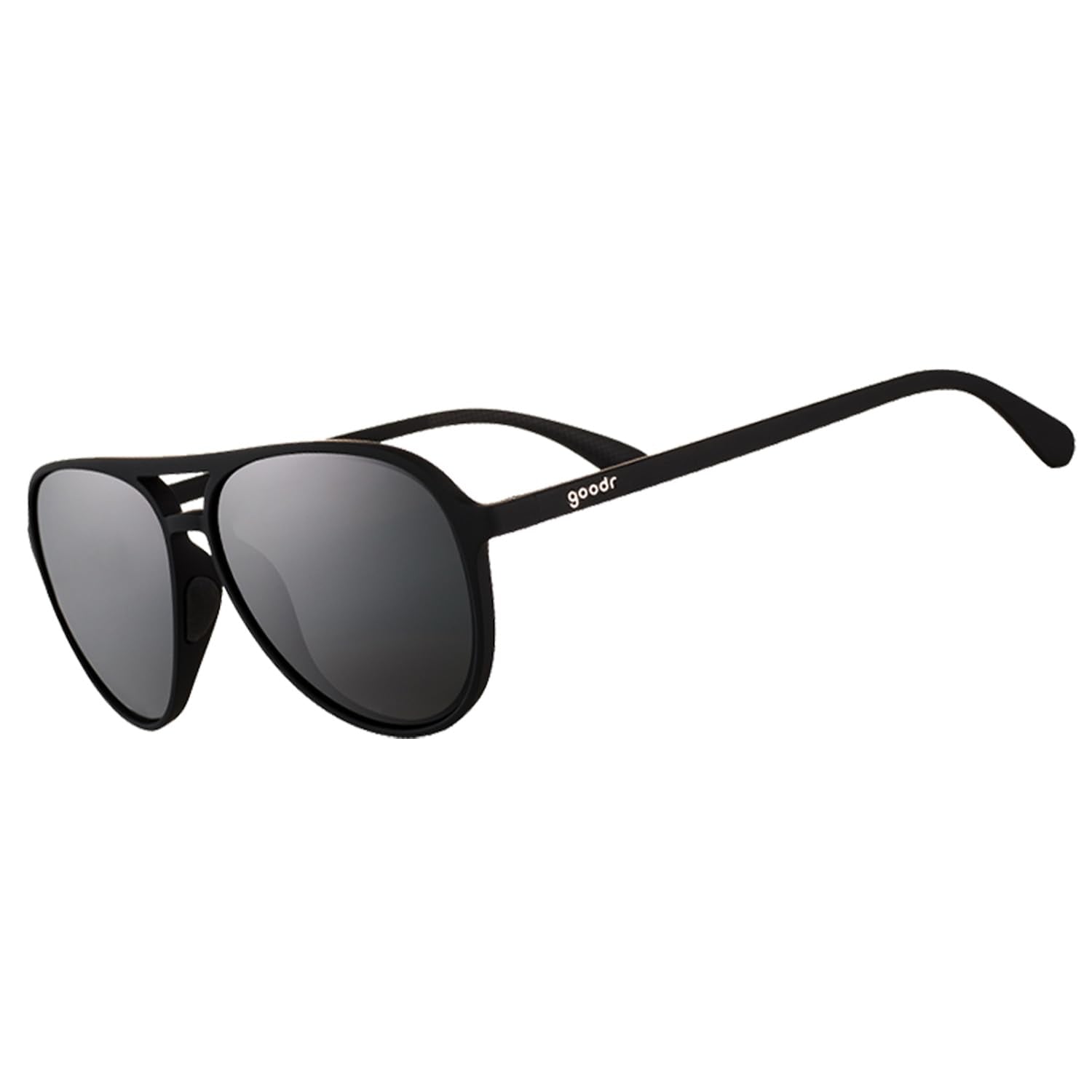 goodr Operation: Blackout Polarized Aviator Sunglasses , Large Sized (Mach G), Black Solid Frame with Black Non-Reflective Glare Reducing Lenses, UV400 Protection, No Slip, No Bounce